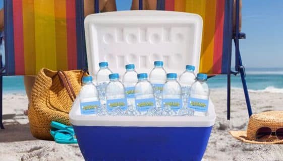 Bottle Of Spring Water In An Ice Box — Spring Water Online in Agnes Water, QLD